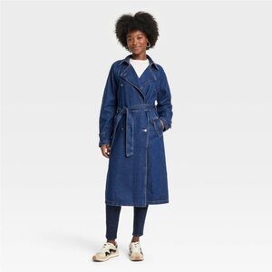 Women’s denim trench coat universal thread dark wash medium